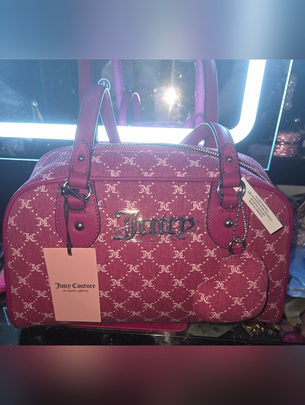 Juicy Couture RASBERRY Monogram Denim Satchel